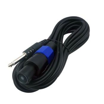 6.3mm Mono Speakon Tip Dişi 5mt Mikrofon Kablo Siyah Renk G-526g