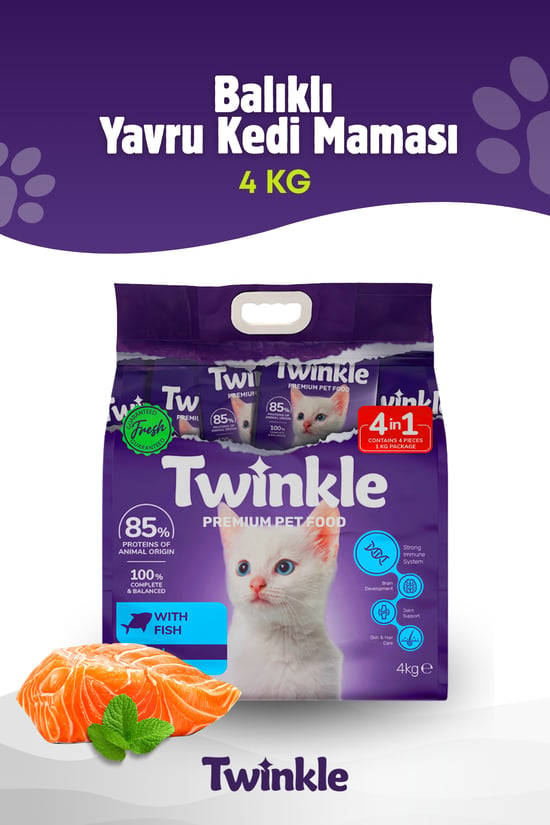 Twinkle Balıklı Yavru Kedi Maması 4 Kg.