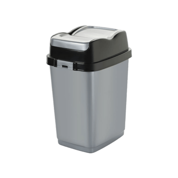 Dünya-09713-400&410 ( Siyah & Gri ) Easy ( 18lt ) ( Çift Kapaklı ) Çöp Kovası Plastik ( 234x296x425mm )