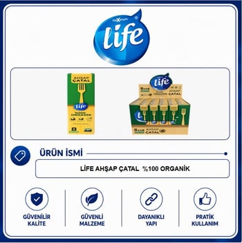 Life Ahşap Çatal 8'Li  %100 Doğal