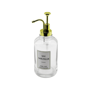 Dmr-4947 (yuvarlak) (cam Şişe & Şeffaf) Sıvı Sabunluk 500ml (pompa & Musluk Ayrık Model Başlı)