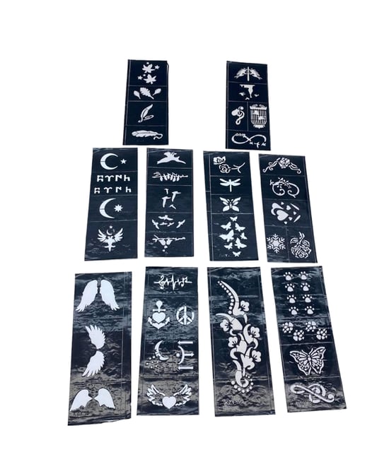 Kzy-1575 ( Mix Desen ) ( 8x20cm ) Tüp Kına Desen Çıkartma Şablonu ( 10pcs )