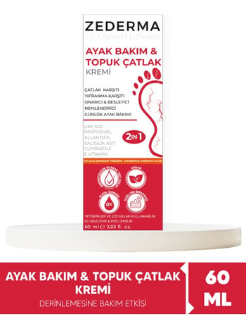 Zederma 60 Ml Ayak Bakım & Topuk Çatlak Kremi %20 Üre ile Hızlı Nemlendirme Sağlar