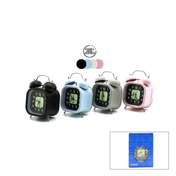 Twin Bell Alarm Clock Bgc-13 Kare Masa Çalar Saat ( Metal Kasa Renkli ) ( Pilli & Işıklı ) ( Fosforlu )