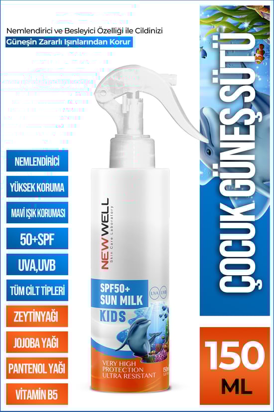 New Well Çocuk Güneş Sütü Yüksek Koruma Spf50+ Jojoba Oil 150 Ml