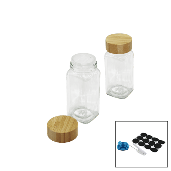 Yakut-12233 ( 12pcs Takım ) ( Kare ) ( Cam ) Baharatlık & Tuzluk ( Bambu Kapaklı )