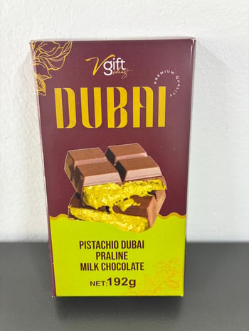 Vgift Antep Fıstığı ve Kadayıf Dolgulu Sütlü Dubai Çikolatası 192 Gr