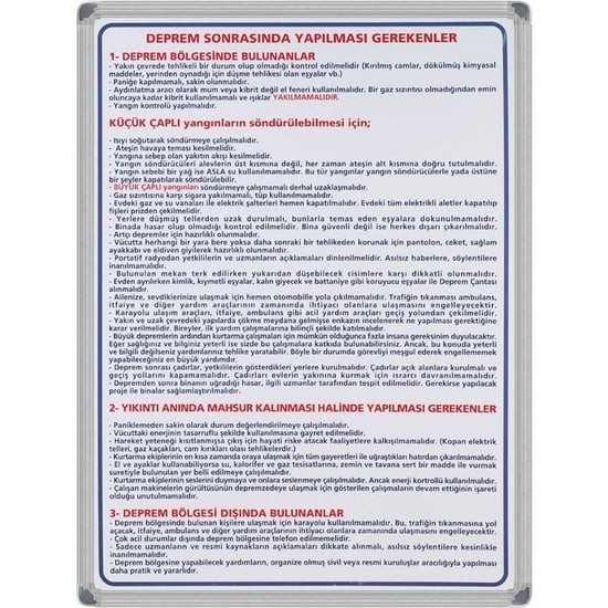 Deprem Sonrasi Levha (alüminyum Çerçeve)