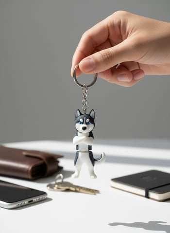 Husky Köpek Figürlü Hareketli Anahtarlık