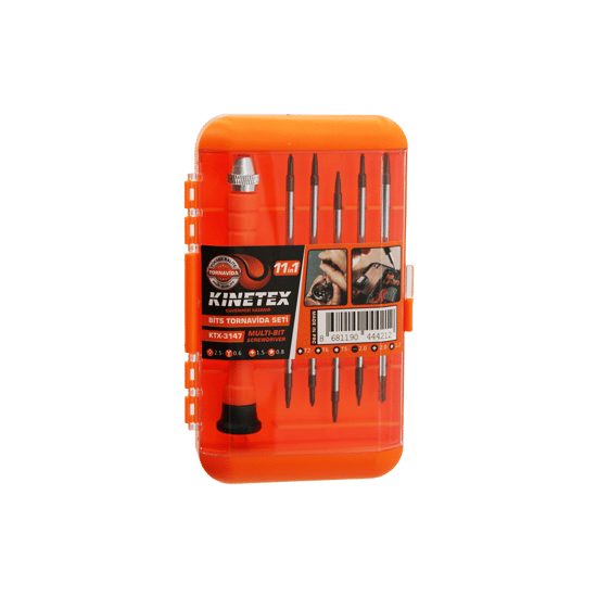Kinetex Ktx-3147 ( 11in1 ) ( Saatçi & Telefoncu ) Bits Tornavida Seti ( 5pcs Çift Taraflı Uç=10 Uç + 1-t.vida Sapı )