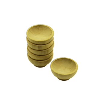 İ22-222 ( Mini & Çap: 6.2cm ) Ahşap Bambu ( Lokumluk & Çerezlik ) Kase ( Derinlik: 1.5cm )