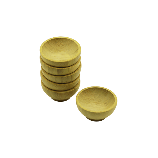 İ22-222 ( Mini & Çap: 6.2cm ) Ahşap Bambu ( Lokumluk & Çerezlik ) Kase ( Derinlik: 1.5cm )