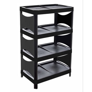 İnova Trend X Ayakkabılık Kapalı Siyah-4 Katlı Plastik Ayakkabılık