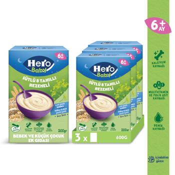 Hero Baby Sütlü 8 Tahıllı Rezeneli 200g X3