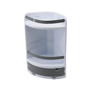 Qlux L-00289 ( Çekmeceli ) ( 3 Katlı ) ( 3gen ) ( 37x28x18x18cm ) Banyo Köşesi ( Plastik ) ( Vidalı Montaj )