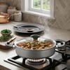 Papilla Fred ( Flat Casserole ) ( 30 Cm ) ( Basık & Karnıyarık & Kısa ) ( Granit Tencere ) ( Cam Kapak ) ( Gri Kırçıllı ) ( Brkt-706127)