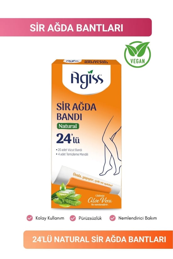 Agiss Sir Ağda Bandı 24'lü Natural Aloe Vera Etkili