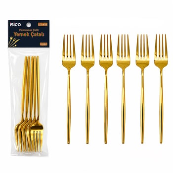 İ22-438 ( 6pcs ) ( Gold ) Yemek Çatal Seti ( 21cm )