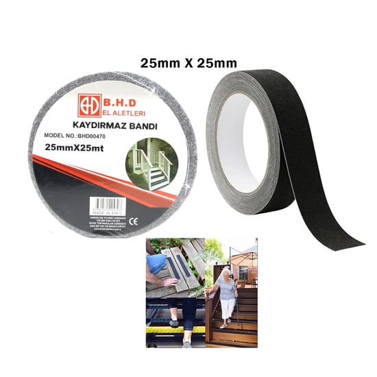 B.h.d Bhd-00470 ( 25mm X 25mt ) ( Kaydırmaz ) ( Siyah ) Bant ( Bandı )