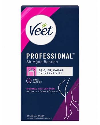 Veet Professional Sir Ağda Bantları Normal Ciltler Bacak ve Vücut Bölgesi 20 Adet