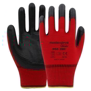 Pg5 Zebra Kırmızı Polyester Örme Nitril Iş Eldiveni 10 Beden