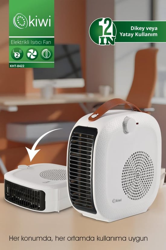 Kiwi Kht-8422 Elektrikli İsıtıcı Fan | 2 Kademeli İsıtma & Serin Hava Özelliği