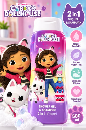 Gabby's Dollhouse 2-in-1 Şampuan ve Duş Jeli 500 Ml