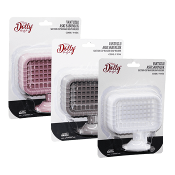 Dolly Y-056 Lüks Vantuzlu Katı Sabunluk ( Dikdörtgen & Izgaralı )