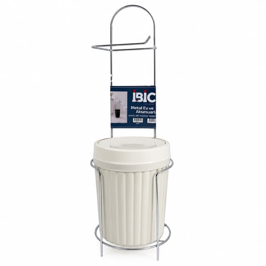 K13-114 ( Krom & Metal ) ( Ayaklı ) Wc Kağıtlık ( Plastik Çöp Kovalı )