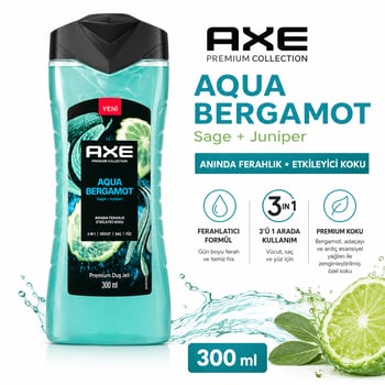Axe Aqua Bergamot 300 Ml Duş Jeli Etkili Koku ile Ferahlatıcı Temizlik Sağlar