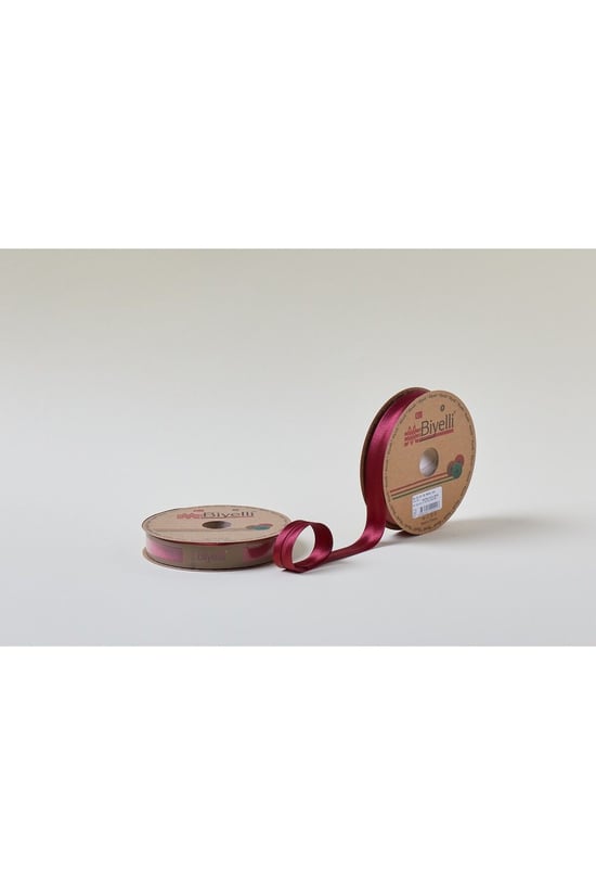 Biye Saten Katlı 022 Bordo 2 Cm 25 Metre %100 Polyester