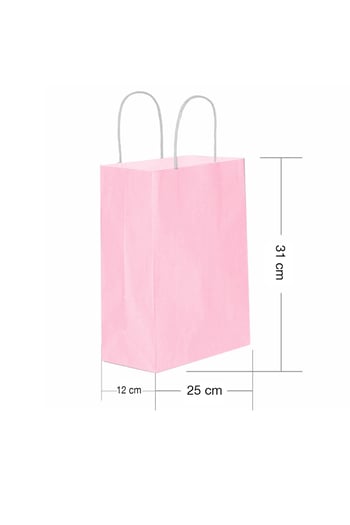 Roll-Up Kraft Çanta Pembe Orta Boy 25x31cm 25 Adet