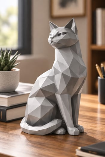 Asil Kedi Figürlü Dekoratif Biblo Gümüş