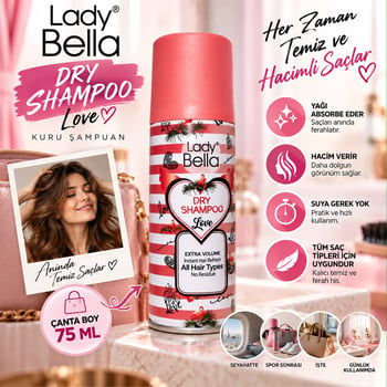 Lady Bella Dry Shampoo Love Kuru Şampuan Ekstra Hacim 75 Ml