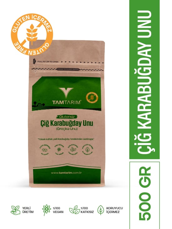 Tam Tarım Glutensiz Çiğ Karabuğday Unu	500 GR
