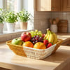 BUFFER® Kare Çift Renkli Plastik Rattan Ekmek ve Meyve Sepeti - Çok Amaçlı Banyo ve Mutfak Düzenleyi