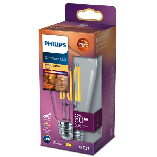 Philips Led Classic Dimlenebilir Şeffaf Filament Ampul 5.9w 806 Lumen 2700k Sarı İşık St64 E27 Duy (60w Eşleniği)