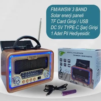 Diyarı Fırsat Ka-847 Nostaljik Radyo Bluetooth Özellikli Fm Am Sw 3 Bantlı Retro Tasarım Müzik Kutusu