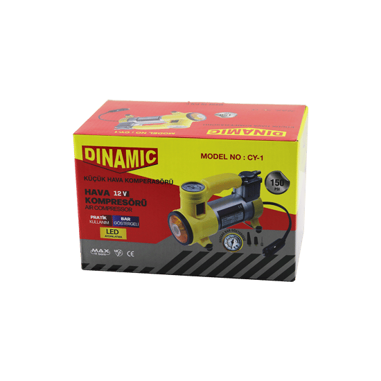 Dinamic Cy-1 (oto & Araç) Hava Kompresörü (kamyon & Otobüs) (dc/12v-13.5v & 15amp & 150psı) (bar Gösterge & Led Aydınlatma)