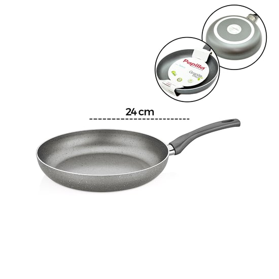 Papilla Fred ( Frying Pan ) ( 24 Cm ) ( Maxi ) ( Granit Tava ) ( Gri Kırçıllı ) ( Tek Saplı ) ( Brkt-705694 )