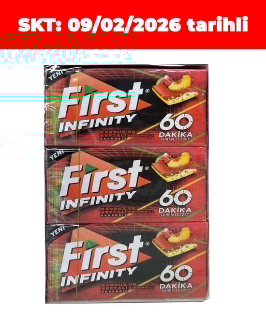 First 60 Dakika Sakız 27 gr x 12'li Paket Karpuz Şeftali