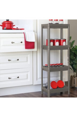 Shelf Unit Maggie Om-1016-0763 ( 4 ( Çukur ) Raflı & Gri & Antrasit ) ( Dikdörtgen ) Raf Ünitesi Plastik