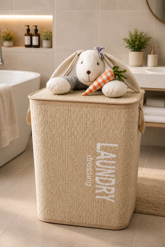 Bunny Dreams Unisex Kapaklı Oyuncak Sepeti | Unisex Çocuk Odası Büyük Boy Çamaşır Sepeti | Katlanabilir