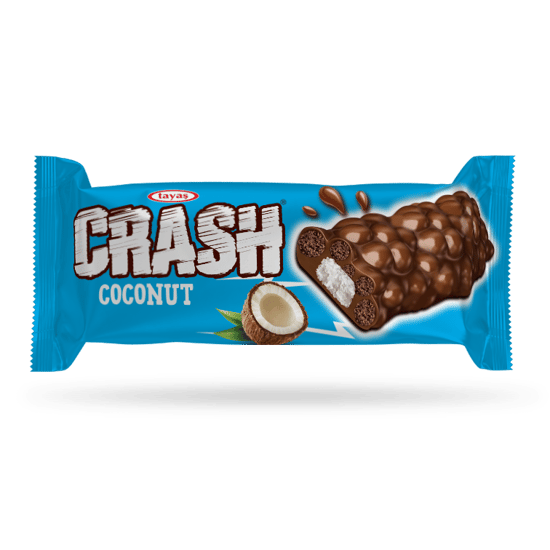 Tayaş Crash - Kakao Kaplamalı, Mısır ve Pirinç Patlaklı, Hindistan Cevizli Bar 40 Gr