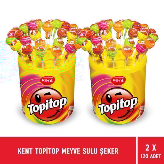 Kent Topitop Meyve Sulu Şekerleme 120'li Kavanoz - 2 Adet