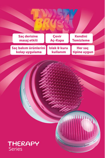 Proco Beauty Premıum Twısty Masaj Saç Fırçası - Kendini Temizleyen - Saç Bakım Fırçası ( Pembe, Lila )