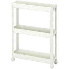 Omaş Slim Tekerli Om-0600-3010-0268 ( 3 ( Derin ) Raflı & Beyaz ) Çok Amaçlı Raf Ünitesi