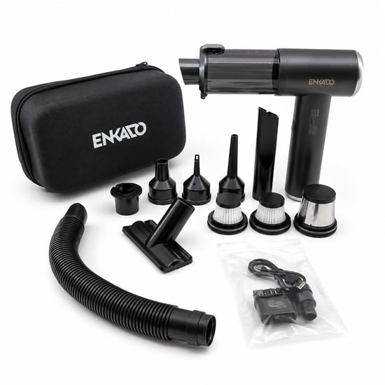 Enkado Ekd-sp10 ( Oto Araç & 2in1 ) ( Şarjlı ) ( 100w & 17000pa ) ( 9 Başlık & 3 Filtre ) El Tipi Basınçlı Hava Üfleme & Araç Süpürge Makinesi ( Taşıma Çantalı )