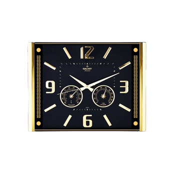 Galaxy Premium 707-a-1 A-2 G-1 Barometreli ( Isı & Nem Ölçer ) Kabartma Rakamlı Duvar Saati ( 41.5x32cm )
