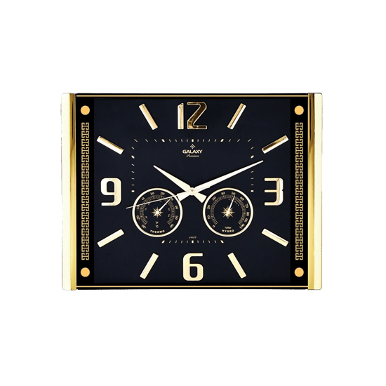 Galaxy Premium 707-a-1 A-2 G-1 Barometreli ( Isı & Nem Ölçer ) Kabartma Rakamlı Duvar Saati ( 41.5x32cm )
